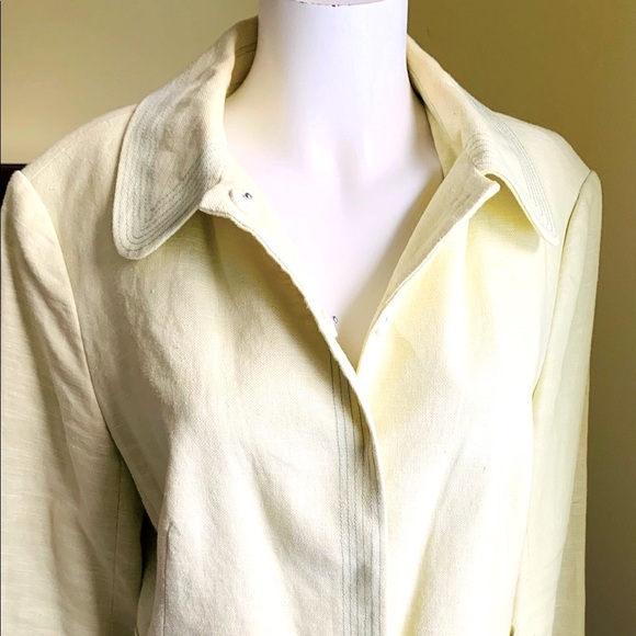 Zara Yellowish Light lime green cotton blend summer blazer 3/4 sleeves US 12 - Picture 9 of 12